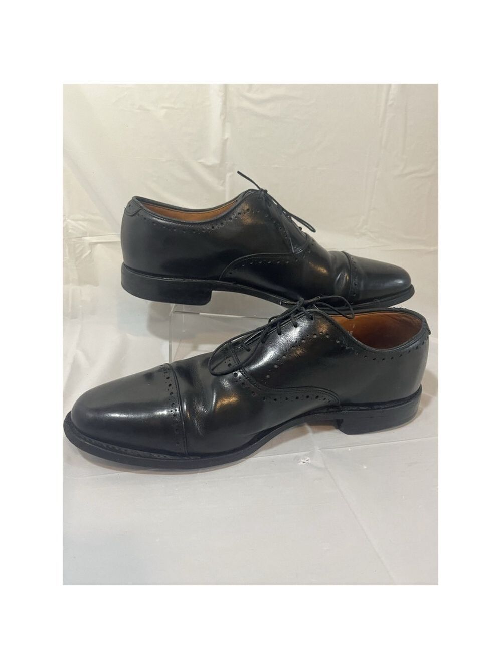 Allen Edmonds 9.5 B Mens Dress Shoes Hale Black Leather Brocade Oxfords ($425) - Picture 10 of 15